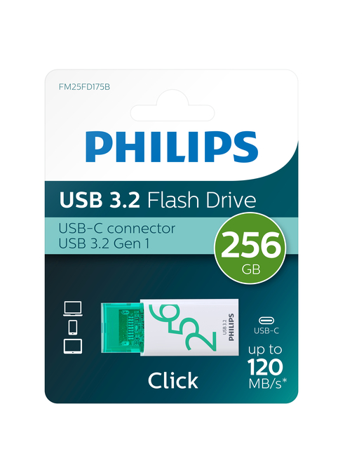 USB Stick Philips Click USB-C 256GB Spring Green USB Stick Philips Click USB-C 256GB Spring Green