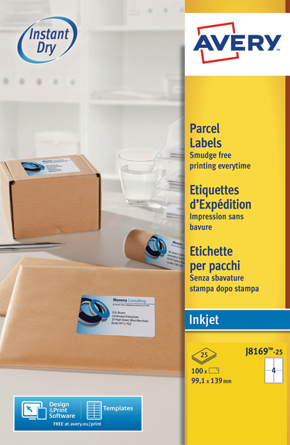 Etiket Avery J8169-25 99.1x139mm wit 100 etiketten Etiket Avery J8169-25 99.1x139mm wit 100 etiketten