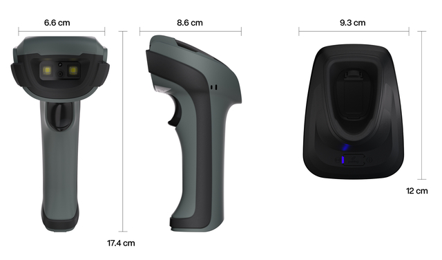 handheld scanner, barcode scanner, ergonomic grip, LED lights, compact