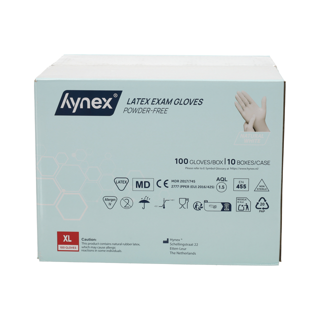 latex, handschoenen, poedervrij, doos, 100 stuks