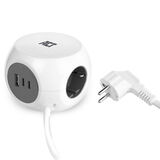 ACT Stekkerdoos kubus met 3 type F stopcontacten, 30W Power Delivery USB-C/A poorten, kabellengte 1,5m