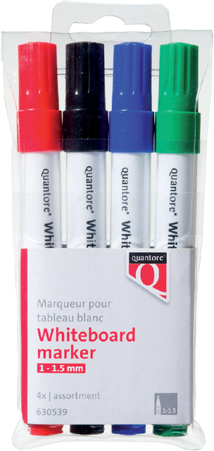 Whiteboardmarker Quantore rond 1-1.5mm 4 stuks assorti Whiteboardmarker Quantore rond 1-1.5mm 4 stuks assorti