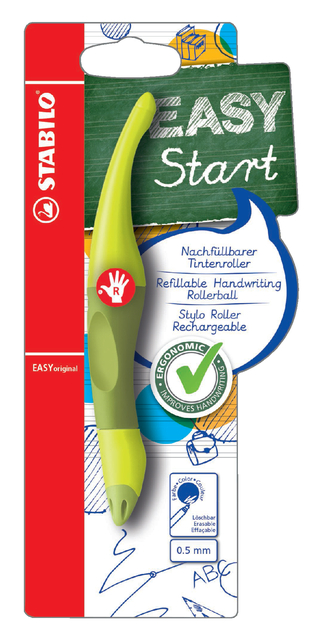 Rollerpen STABILO Easyoriginal rechtshandig limoen/groen blister à 1 stuk Rollerpen STABILO Easyoriginal rechtshandig limoen/groen blister à 1 stuk
