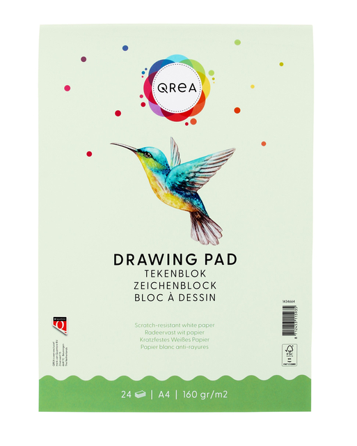 Tekenblok Qrea A4 24 vel 160gr gelijmd Tekenblok Qrea A4 24 vel 160gr gelijmd