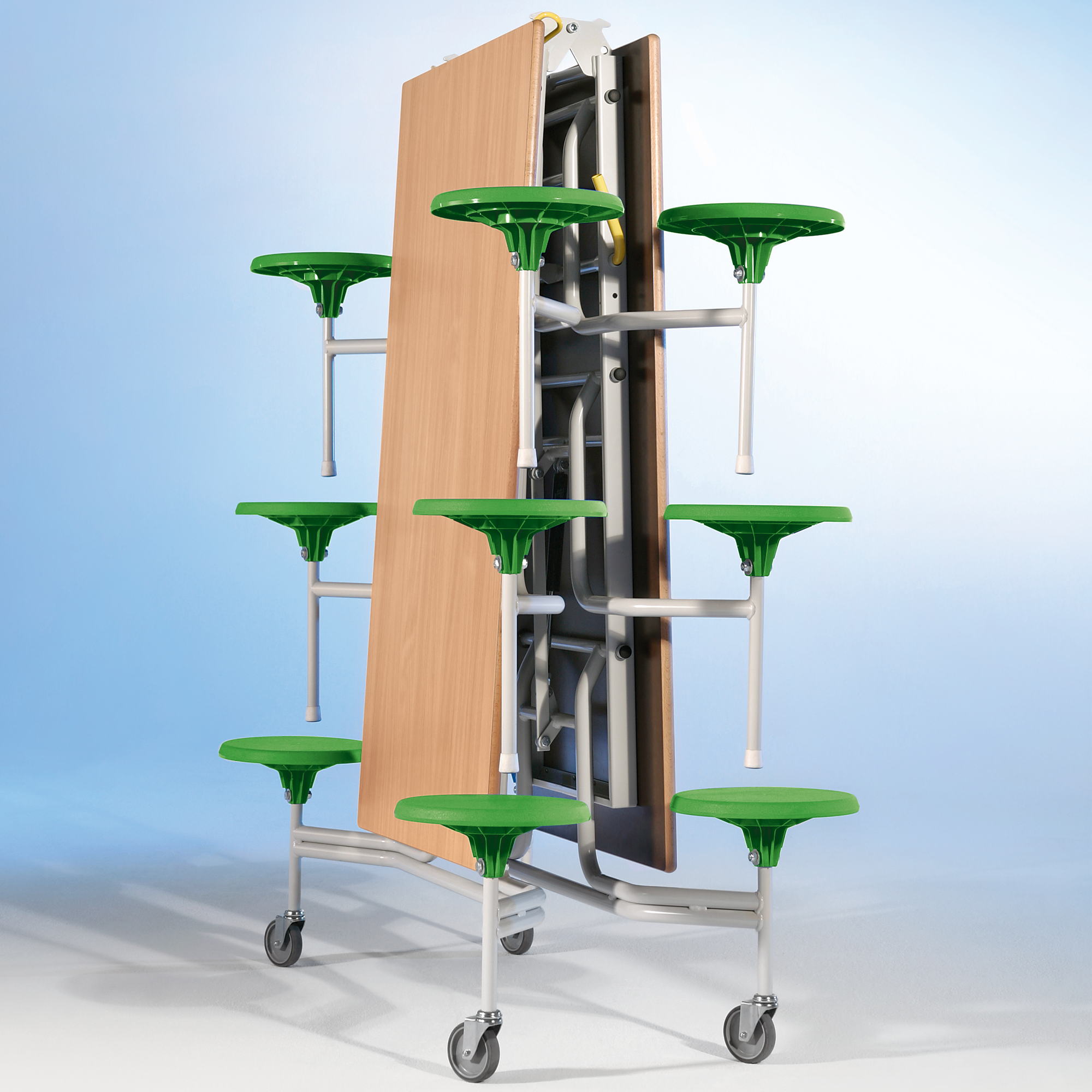 Spaceflex 2.0 klaptafel met geïntegreerde stoelen, laminaat blad, rechthoekig