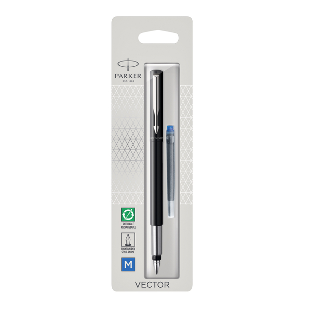 Vulpen Parker Vector black medium blister à 1 stuk Vulpen Parker Vector black medium blister à 1 stuk