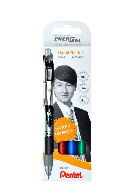 Gelschrijver Pentel BL77 Energel medium assorti 4 stuks Gelschrijver Pentel BL77 Energel medium assorti 4 stuks