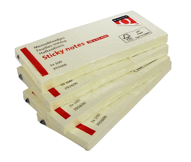 Memoblok Quantore 38x51mm geel 3 stuks