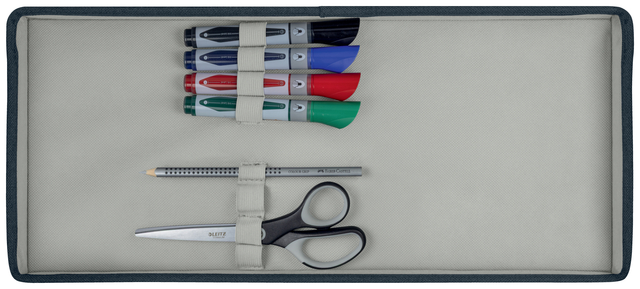 set met pennen, schaar, potloden, markers, bureau-accessoires