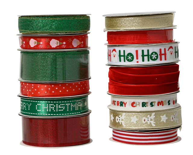 kerstlint, decoratielint, rood en groen, kerstpatroon, lint op rol