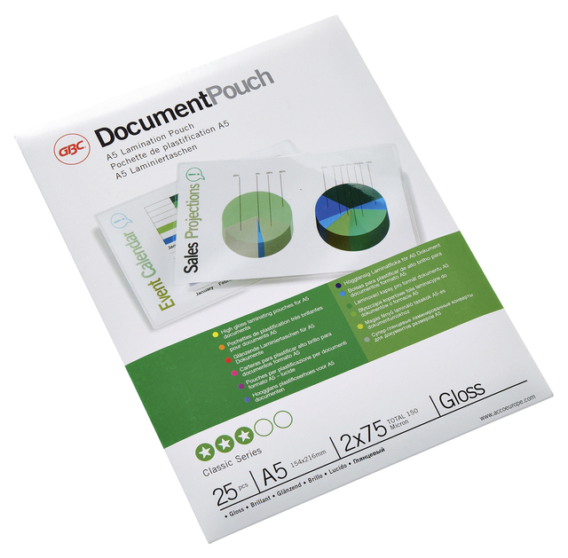 Lamineerhoes GBC A5 2x75micron 25 stuks Lamineerhoes GBC A5 2x75micron 25 stuks