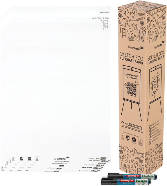 Flipoverpapier Legamaster SKETCH ECO blanco 5x 20 vellen Flipoverpapier Legamaster SKETCH ECO blanco 5x 20 vellen