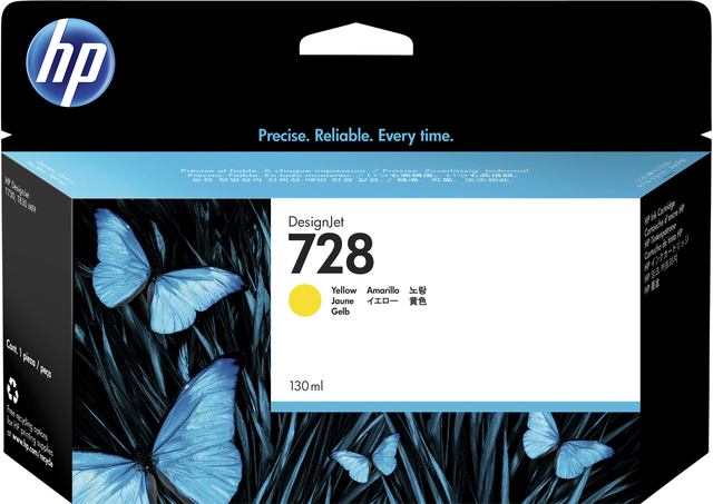 Inktcartridge HP F9J65A 728 geel Inktcartridge HP F9J65A 728 geel