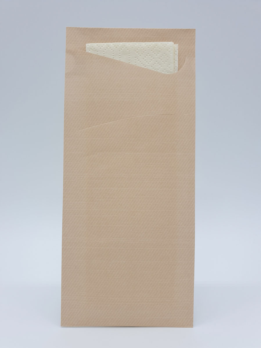 Duni Bestekzakje 85x19cm Nature en Servet Cream doos 5x100s