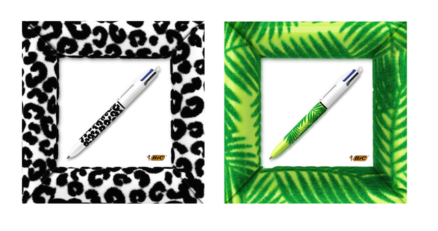 Balpen Bic 4kleuren velours medium assorti