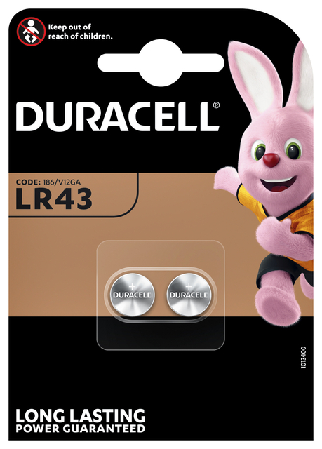 Batterij Duracell knoopcel 2xLR43 alkaline Ø11,6mm 2 stuks Batterij Duracell knoopcel 2xLR43 alkaline Ø11,6mm 2 stuks