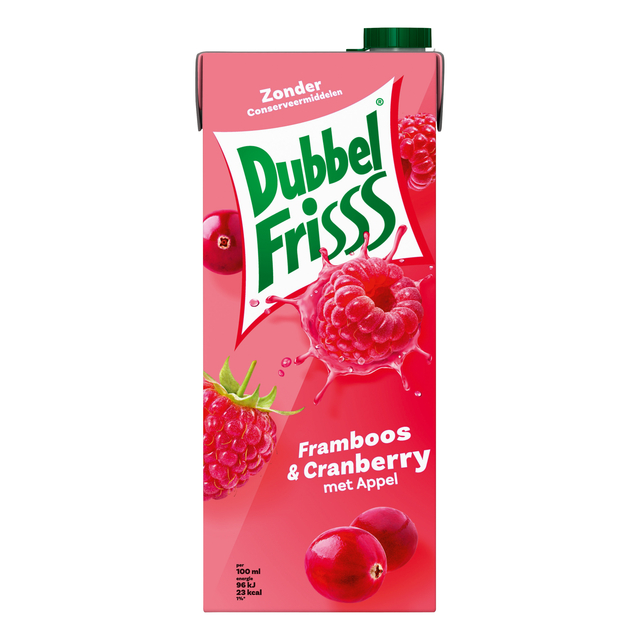 Fruitdrank DubbelFrisss framboos zwarte bes pak 1500ml Fruitdrank DubbelFrisss framboos zwarte bes pak 1500ml