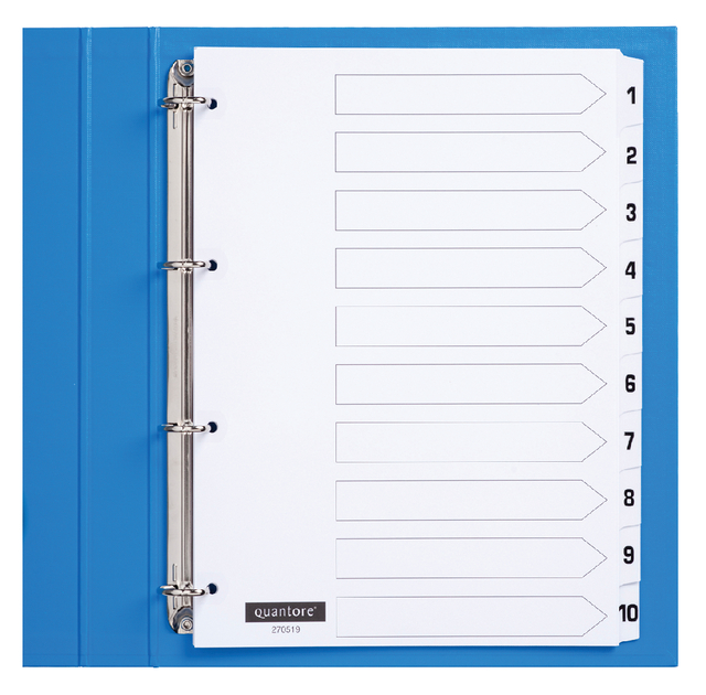 Tabbladen Quantore 4-gaats 1-10 genummerd wit karton Tabbladen Quantore 4-gaats 1-10 genummerd wit karton