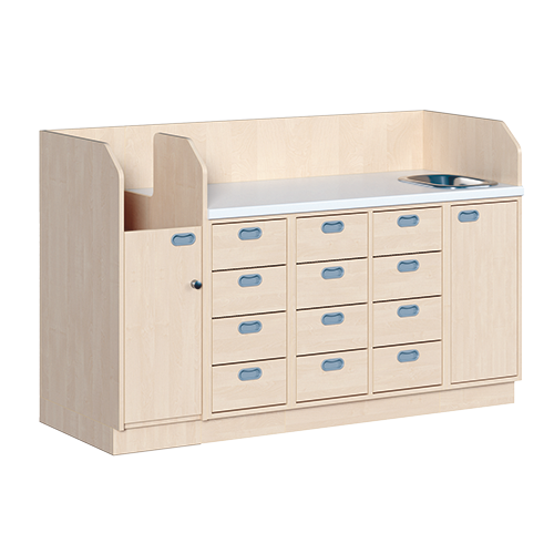 Commode, vier rijen plus wastafel