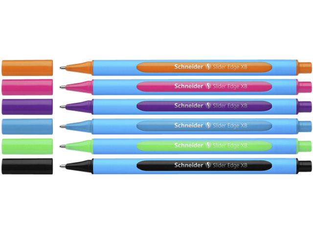 Balpen Schneider Slider Edge extra breed assorti etui à 6 stuks