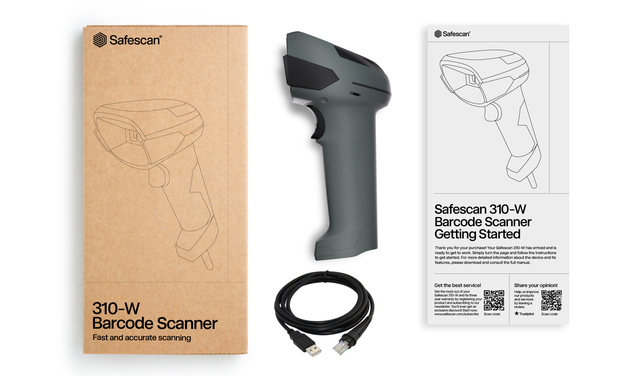 Barcode scanner, USB-C, handheld, gray/scanner, box packaging