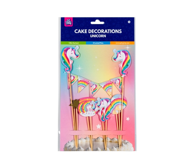 Cake decoratie Unicorn 9 stuks