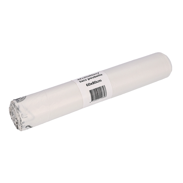 Afvalzak Cleaninq 60x80cm HDPE recycled T23 60L transparant rol à 25 stuks Afvalzak Cleaninq 60x80cm HDPE recycled T23 60L transparant rol à 25 stuks