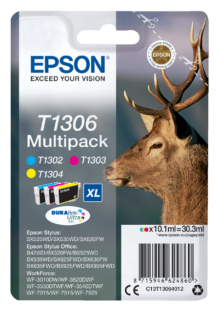 Inktcartridge Epson T1306 3 kleuren Inktcartridge Epson T1306 3 kleuren