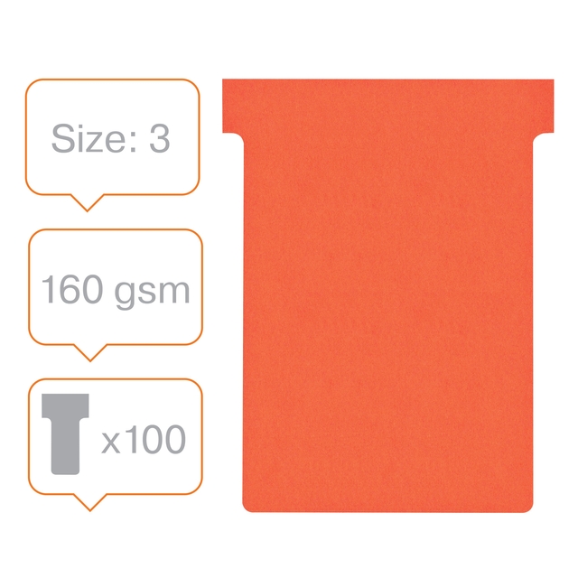 T-kaart Nobo nr.3 80mm rood 100 stuks