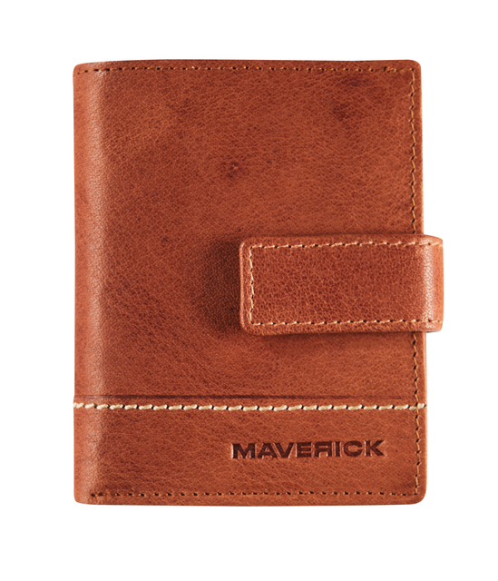 Kaarthouder Maverick Rough Gear compact RFID leer cognac Kaarthouder Maverick Rough Gear compact RFID leer cognac