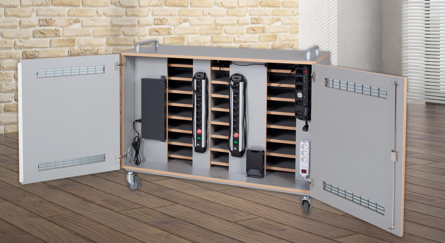 Mobiele laptoptrolley met 16 telescopische rails