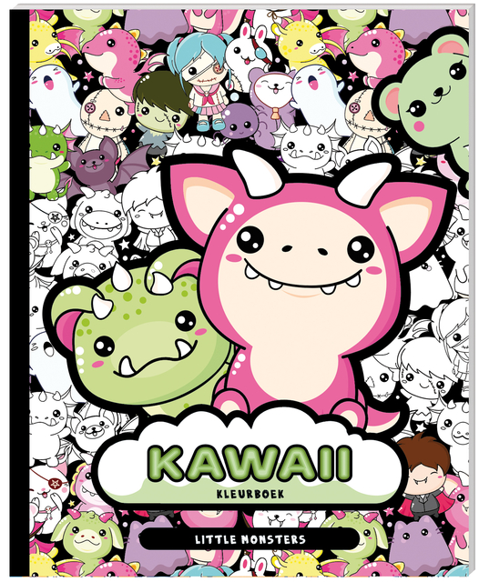 kawaii, monsters, tekening, kleurig, sketch