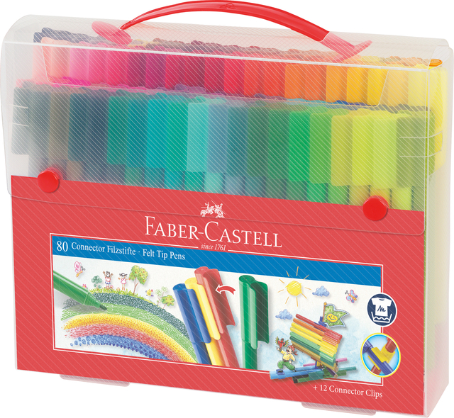 Kleurstiften Faber-Castell Connector assorti cadeauset à 80 stuks Kleurstiften Faber-Castell Connector assorti cadeauset à 80 stuks