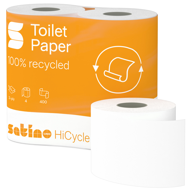 toiletpapier, 100% gerecycled, 2-ply, rol vellen, hiCycle