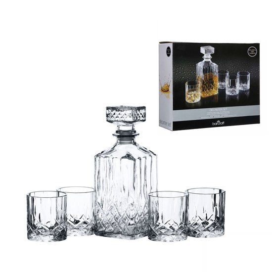Whiskey Decanter Set - 5 delig - Whisky karaf 900ml met 4 glazen Whiskey Decanter Set - 5 delig - Whisky karaf 900ml met 4 glazen