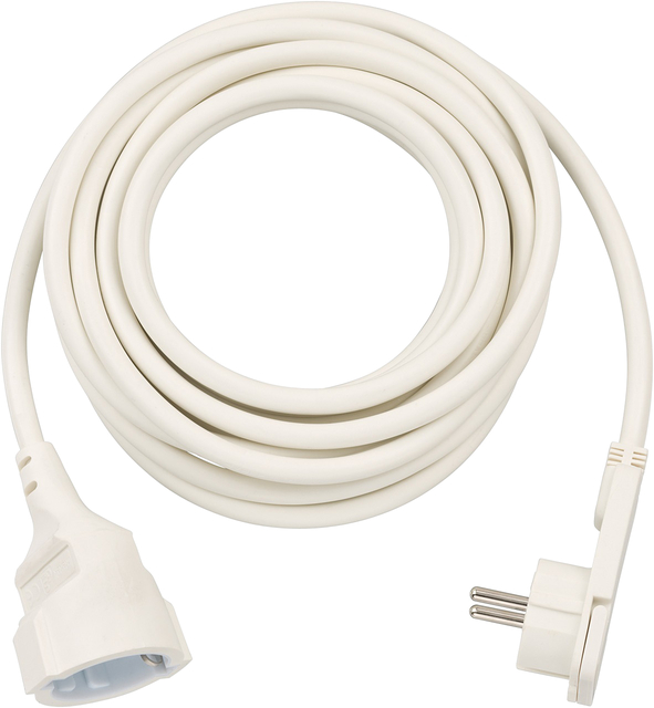 Verlengsnoer Brennenstuhl met platte stekker H05VV-F3G1.5 5 meter wit Verlengsnoer Brennenstuhl met platte stekker H05VV-F3G1.5 5 meter wit