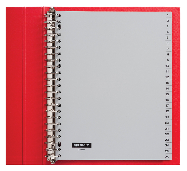 Tabbladen Quantore 23-gaats 1-52 genummerd grijs PP Tabbladen Quantore 23-gaats 1-52 genummerd grijs PP