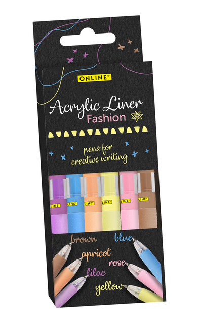 Acrylliner Online fashion assorti 6 stuks Acrylliner Online fashion assorti 6 stuks
