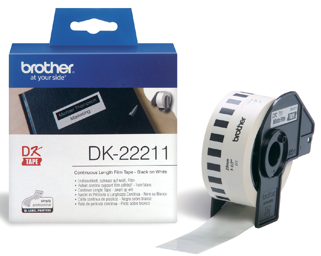 Etiket Brother DK-22211 doorlopend 29mm 1 rol á 15m wit Etiket Brother DK-22211 doorlopend 29mm 1 rol á 15m wit
