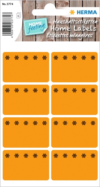 Etiket HERMA 3774 26x40mm diepvries oranje 48stuks Etiket HERMA 3774 26x40mm diepvries oranje 48stuks