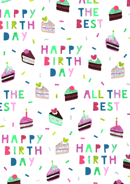 Inpakpapier Stewo Happy Birthday 200x70cm  assorti