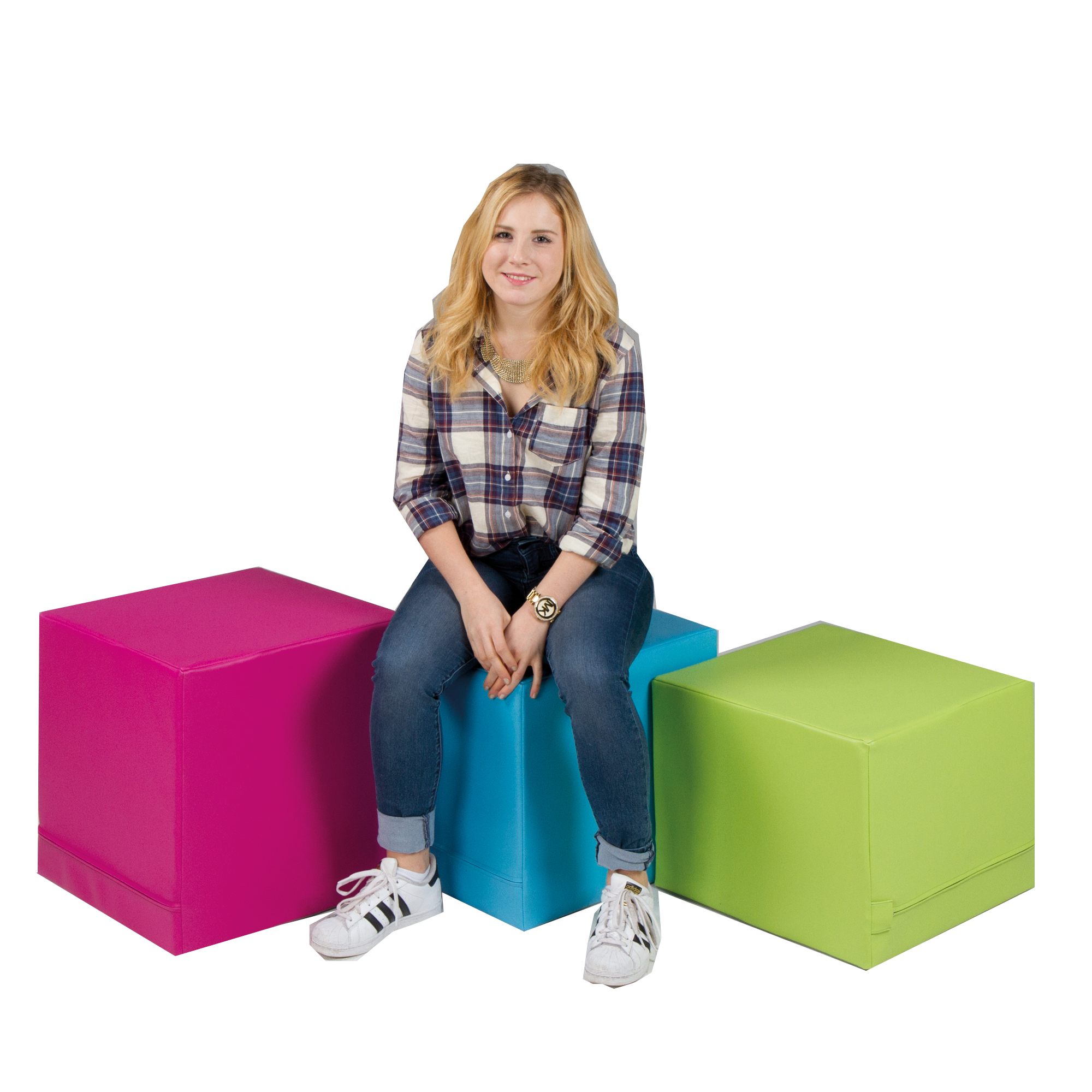 Gestoffeerde kruk CUBE met stof of eco-lederen bekleding