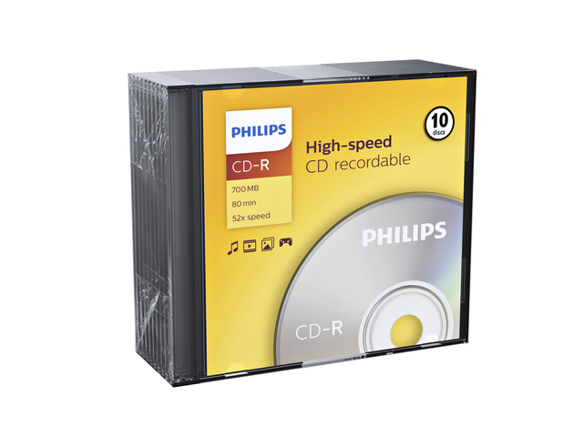 CD-R Philips 80Min 700MB 52x SL 10 stuks CD-R Philips 80Min 700MB 52x SL 10 stuks