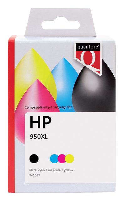 Inktcartridge Quantore alternatief tbv HP C2P43AE 950XL+951XL zwart + 3 kleuren Inktcartridge Quantore alternatief tbv HP C2P43AE 950XL+951XL zwart + 3 kleuren