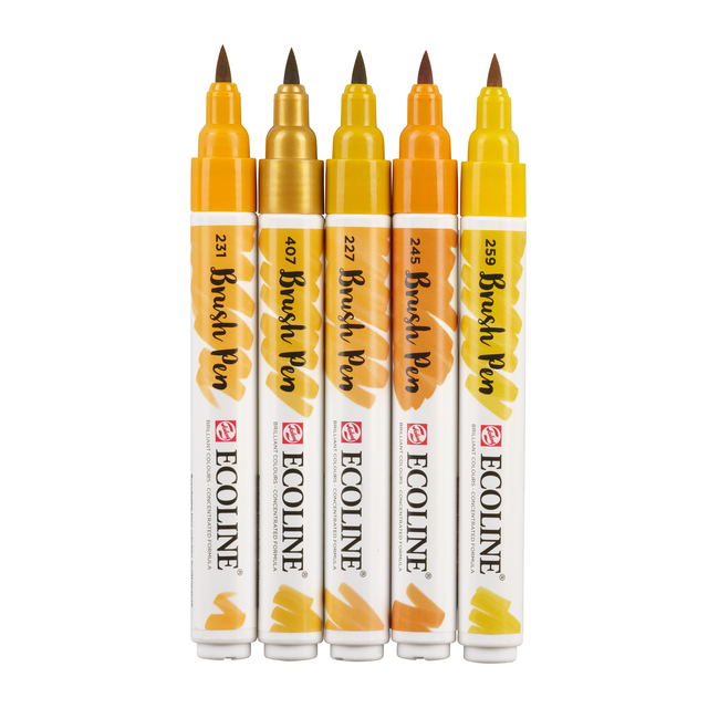 Brushpen Talens Ecoline set à 5 stuks aarde