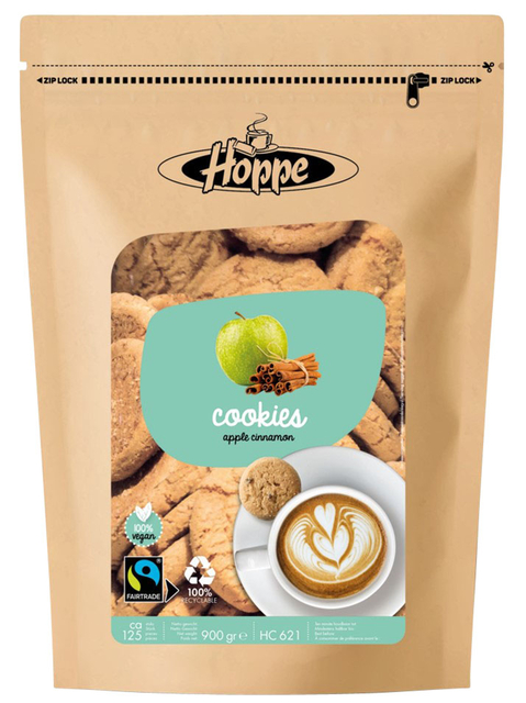 Koekjes Hoppe Cookies fairtrade appel kaneel circa 125stuks Koekjes Hoppe Cookies fairtrade appel kaneel circa 125stuks