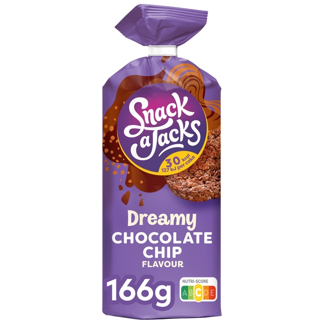 Rijstwafel Snack-a-Jacks chocololate chip pak 166 gram Rijstwafel Snack-a-Jacks chocololate chip pak 166 gram