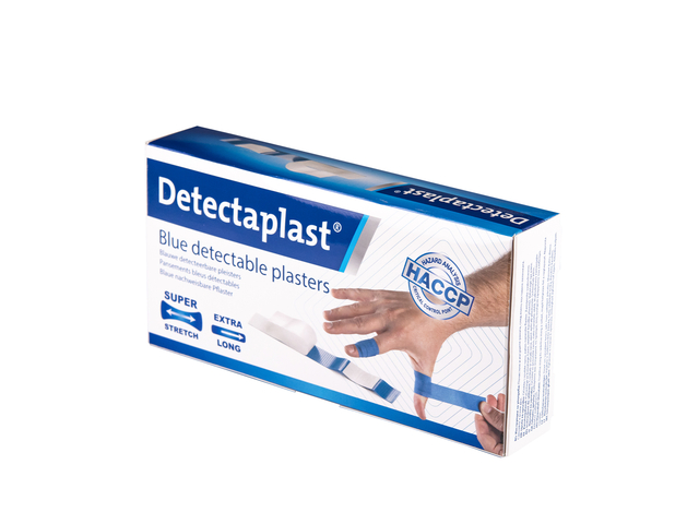 Elastische blauwe textielpleister Detectaplast 180x20mm 100 stuks Elastische blauwe textielpleister Detectaplast 180x20mm 100 stuks