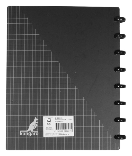 notebook, spiral bound, grid pattern, black cover, A5 notebook