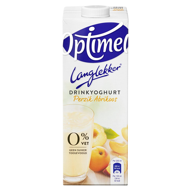 Drinkyoghurt Optimel Langlekker perzik abrikoos 1liter Drinkyoghurt Optimel Langlekker perzik abrikoos 1liter